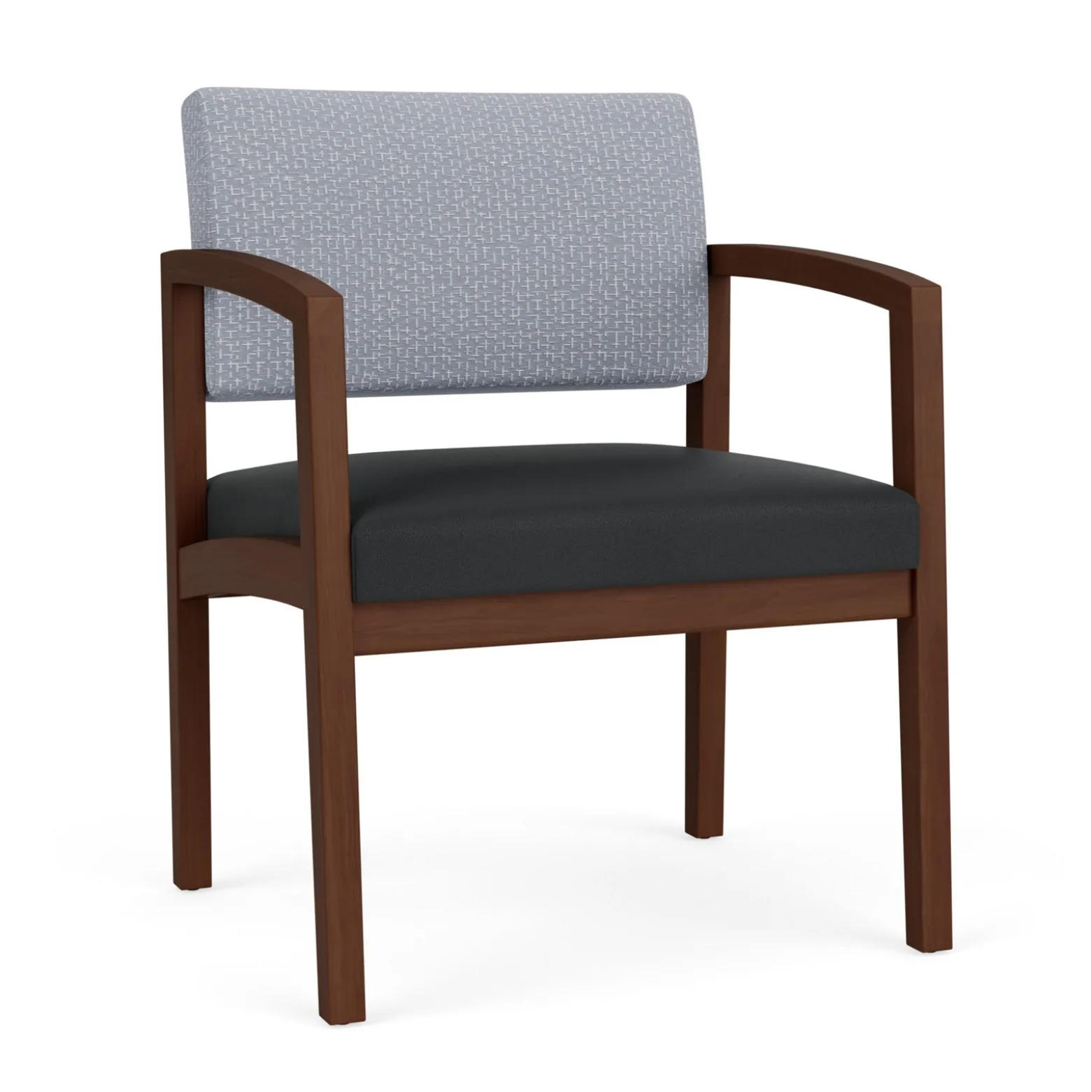 New Castle Wood Oversized Guest Chair with Designer Upholstery