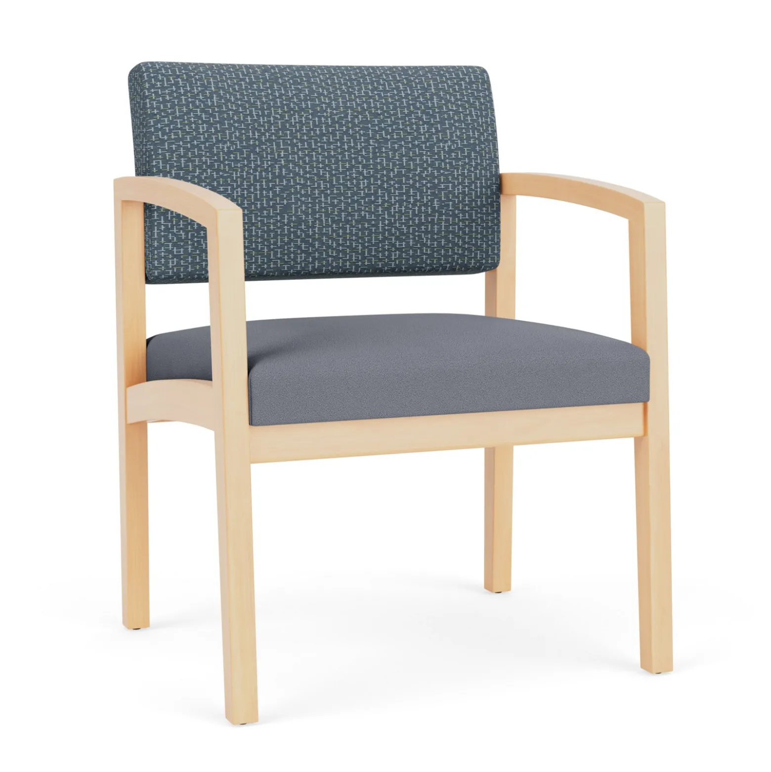 New Castle Wood Oversized Guest Chair with Designer Upholstery