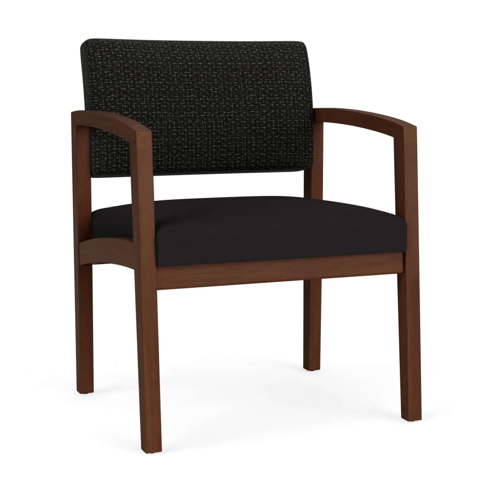 New Castle Wood Oversized Guest Chair with Designer Upholstery