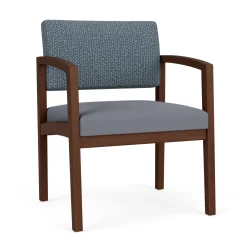 New Castle Wood Oversized Guest Chair with Designer Upholstery