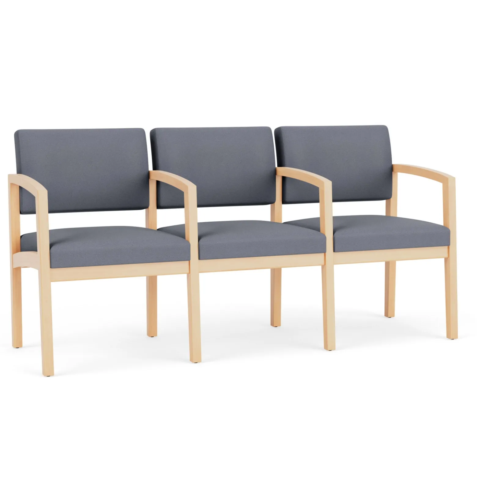 New Castle Wood Three Seater with Center Arms with Standard Upholstery