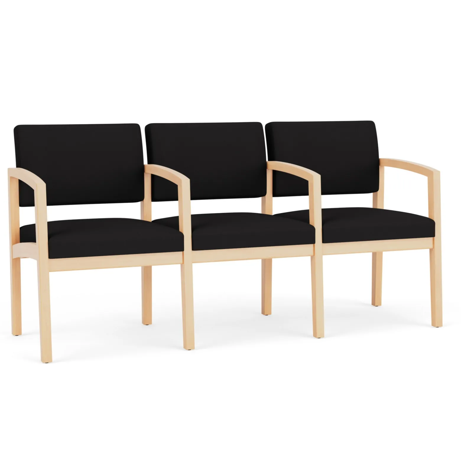 New Castle Wood Three Seater with Center Arms with Standard Upholstery