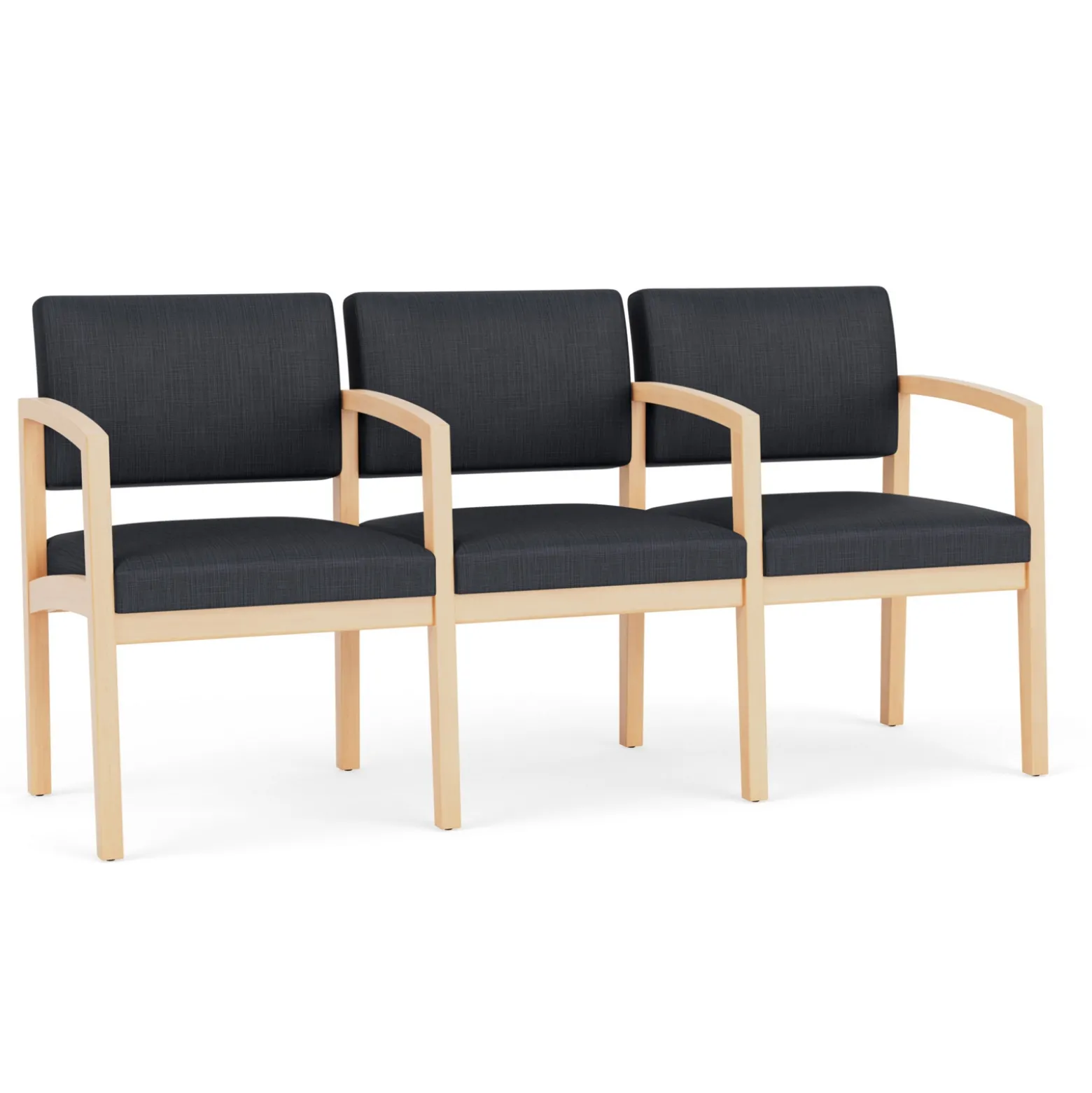 New Castle Wood Three Seater with Center Arms with Designer Upholstery