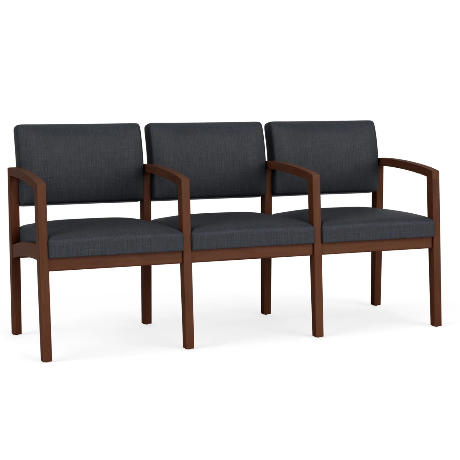 New Castle Wood Three Seater with Center Arms with Designer Upholstery