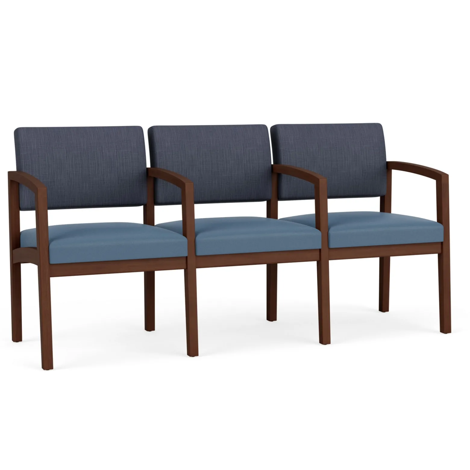 New Castle Wood Three Seater with Center Arms with Designer Upholstery