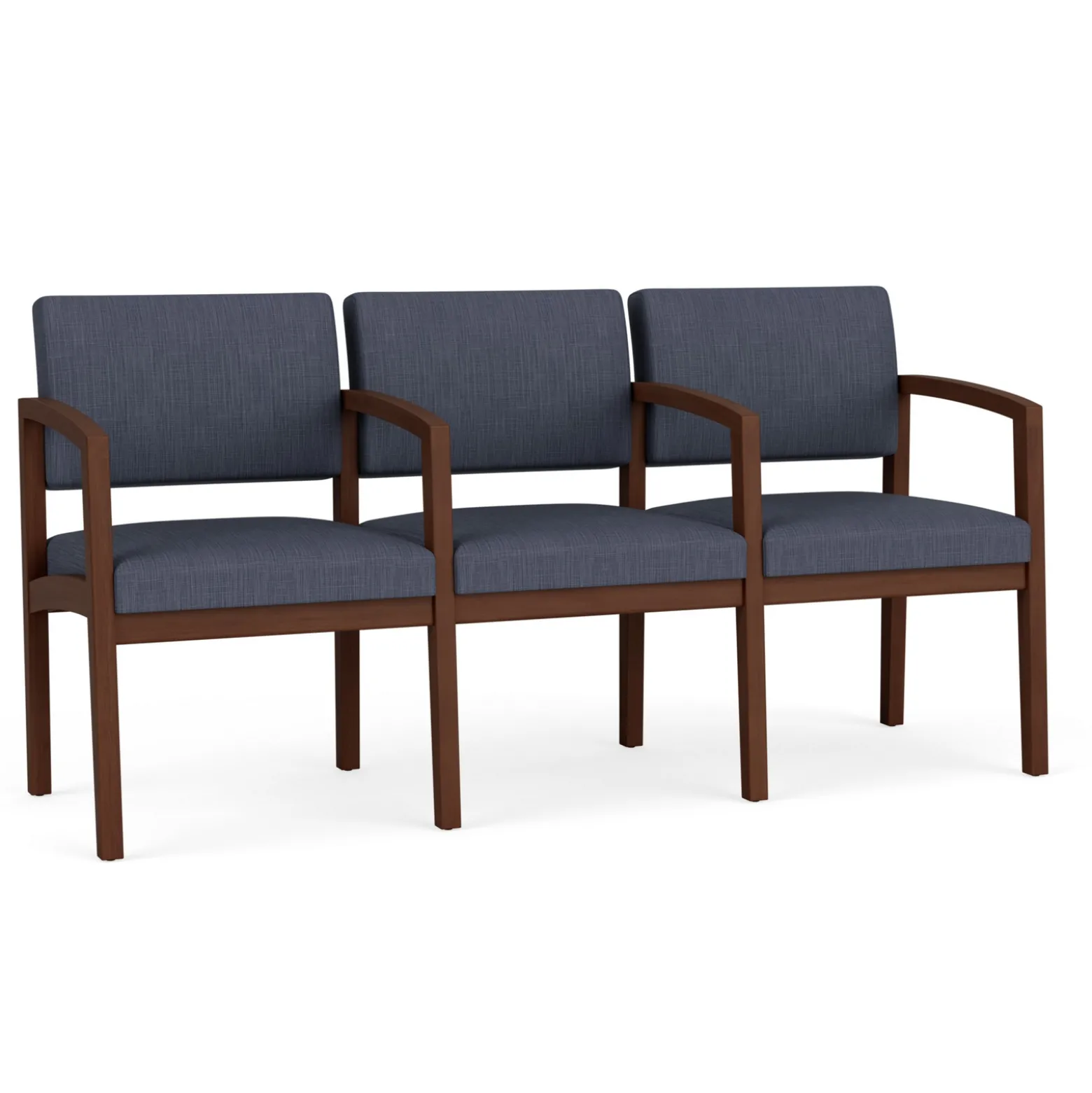 New Castle Wood Three Seater with Center Arms with Designer Upholstery