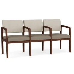 New Castle Wood Three Seater with Center Arms with Designer Upholstery
