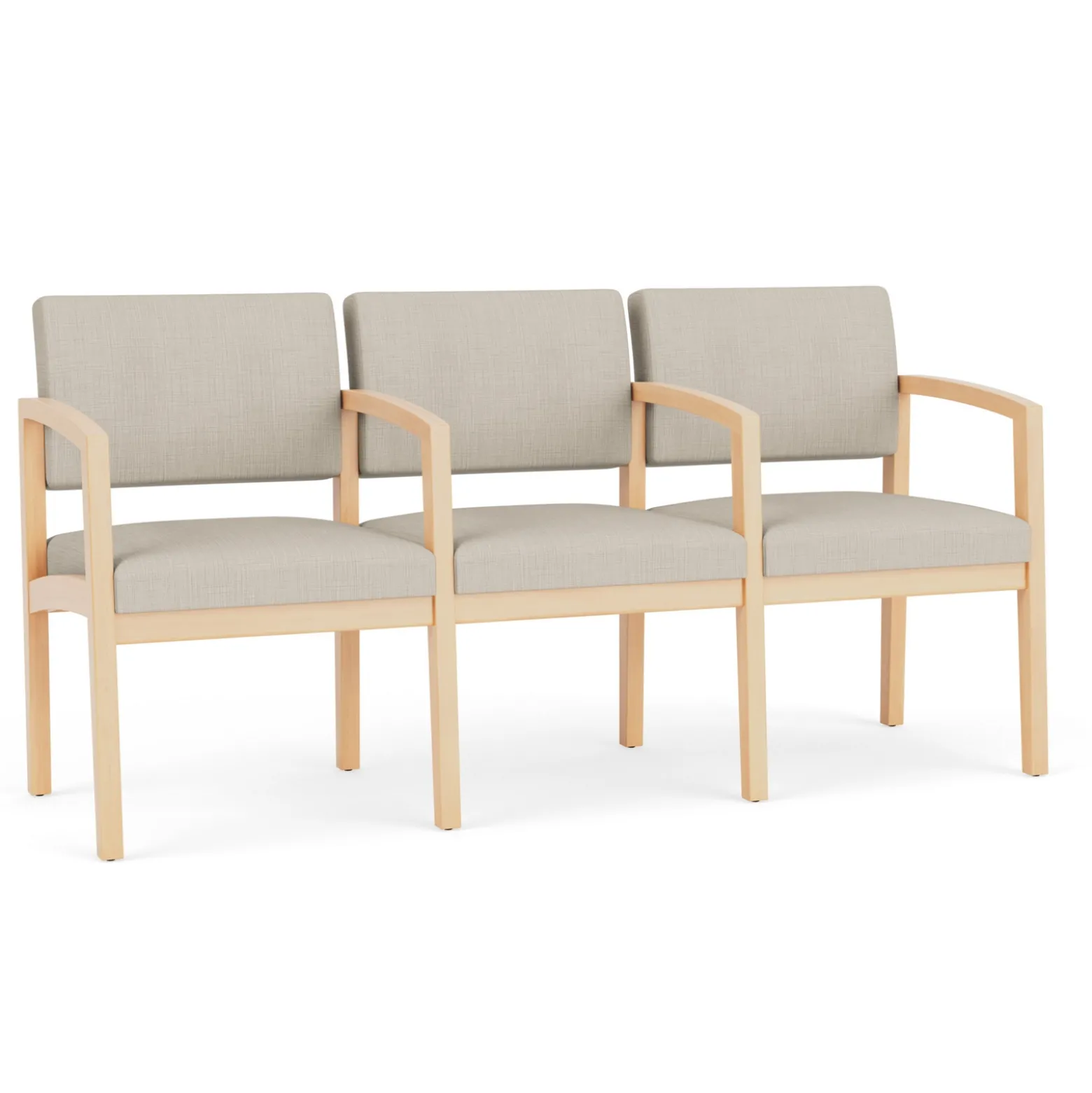 New Castle Wood Three Seater with Center Arms with Designer Upholstery