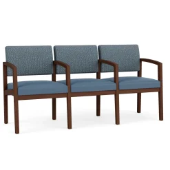 New Castle Wood Three Seater with Center Arms with Designer Upholstery