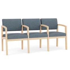 New Castle Wood Three Seater with Center Arms with Designer Upholstery