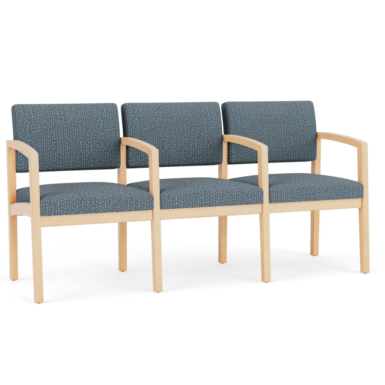New Castle Wood Three Seater with Center Arms with Designer Upholstery