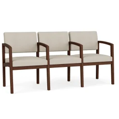 New Castle Wood Three Seater with Center Arms with Designer Upholstery