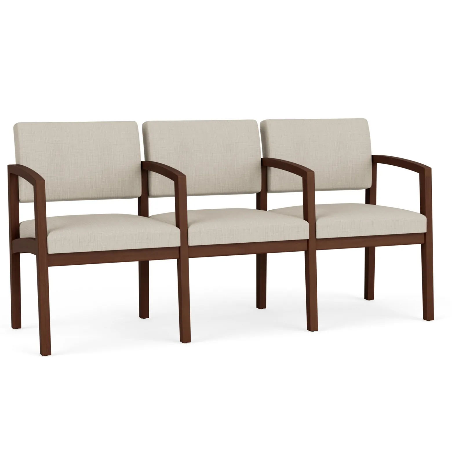 New Castle Wood Three Seater with Center Arms with Designer Upholstery