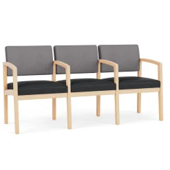 New Castle Wood Three Seater with Center Arms with Designer Upholstery