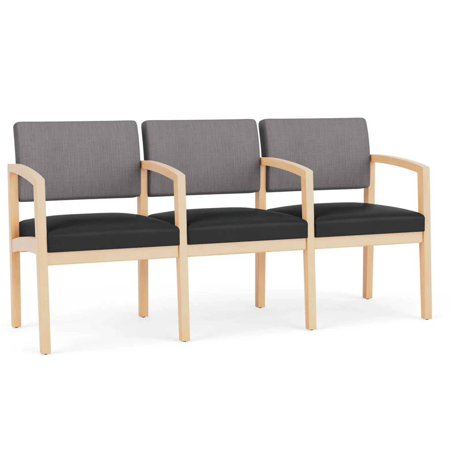 New Castle Wood Three Seater with Center Arms with Designer Upholstery
