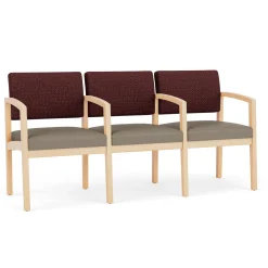 New Castle Wood Three Seater with Center Arms with Designer Upholstery