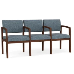 New Castle Wood Three Seater with Center Arms with Designer Upholstery