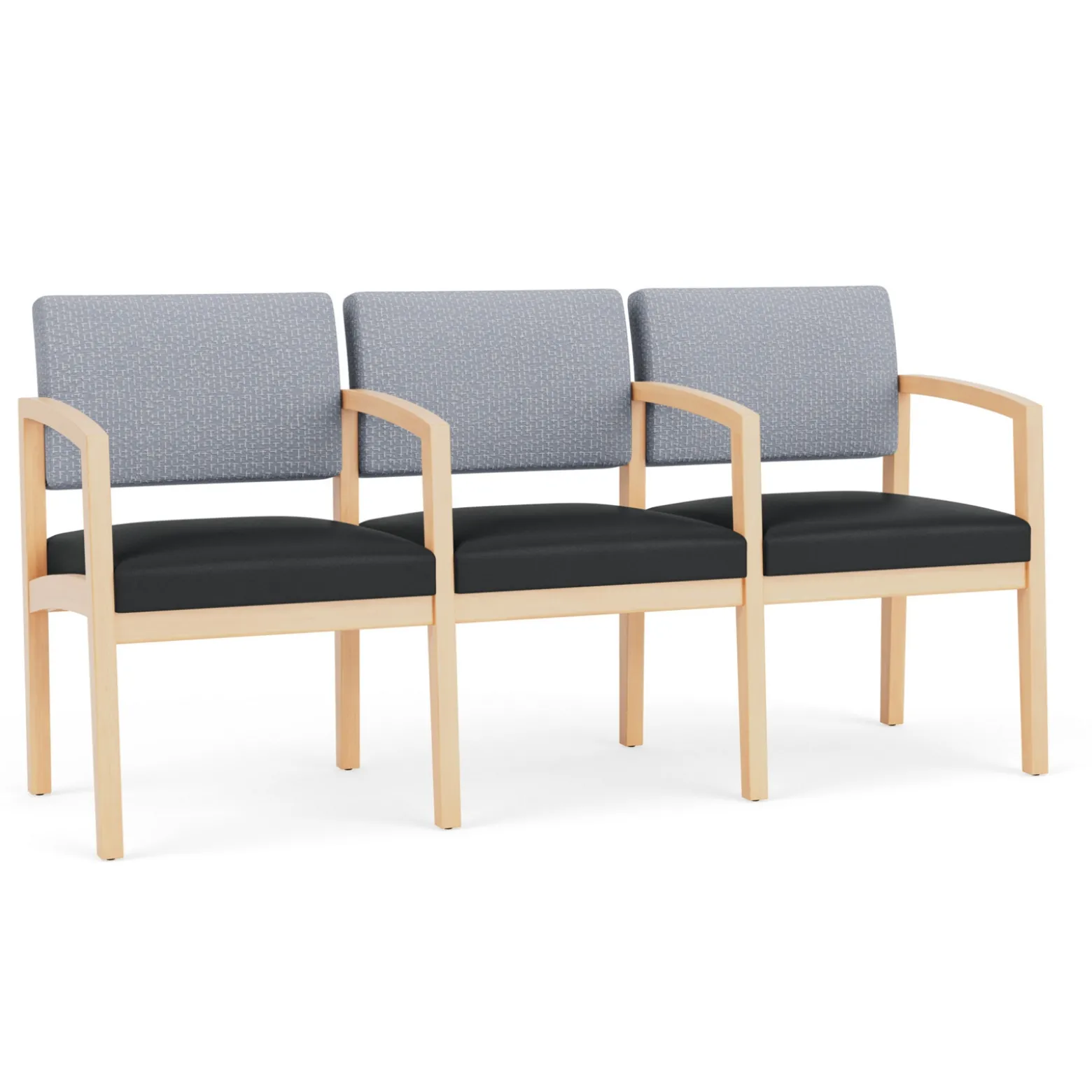 New Castle Wood Three Seater with Center Arms with Designer Upholstery