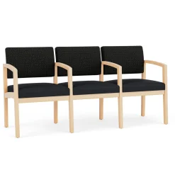New Castle Wood Three Seater with Center Arms with Designer Upholstery