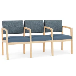 New Castle Wood Three Seater with Center Arms with Designer Upholstery