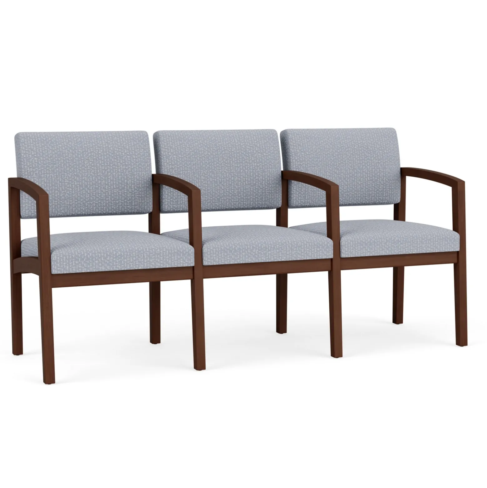 New Castle Wood Three Seater with Center Arms with Designer Upholstery