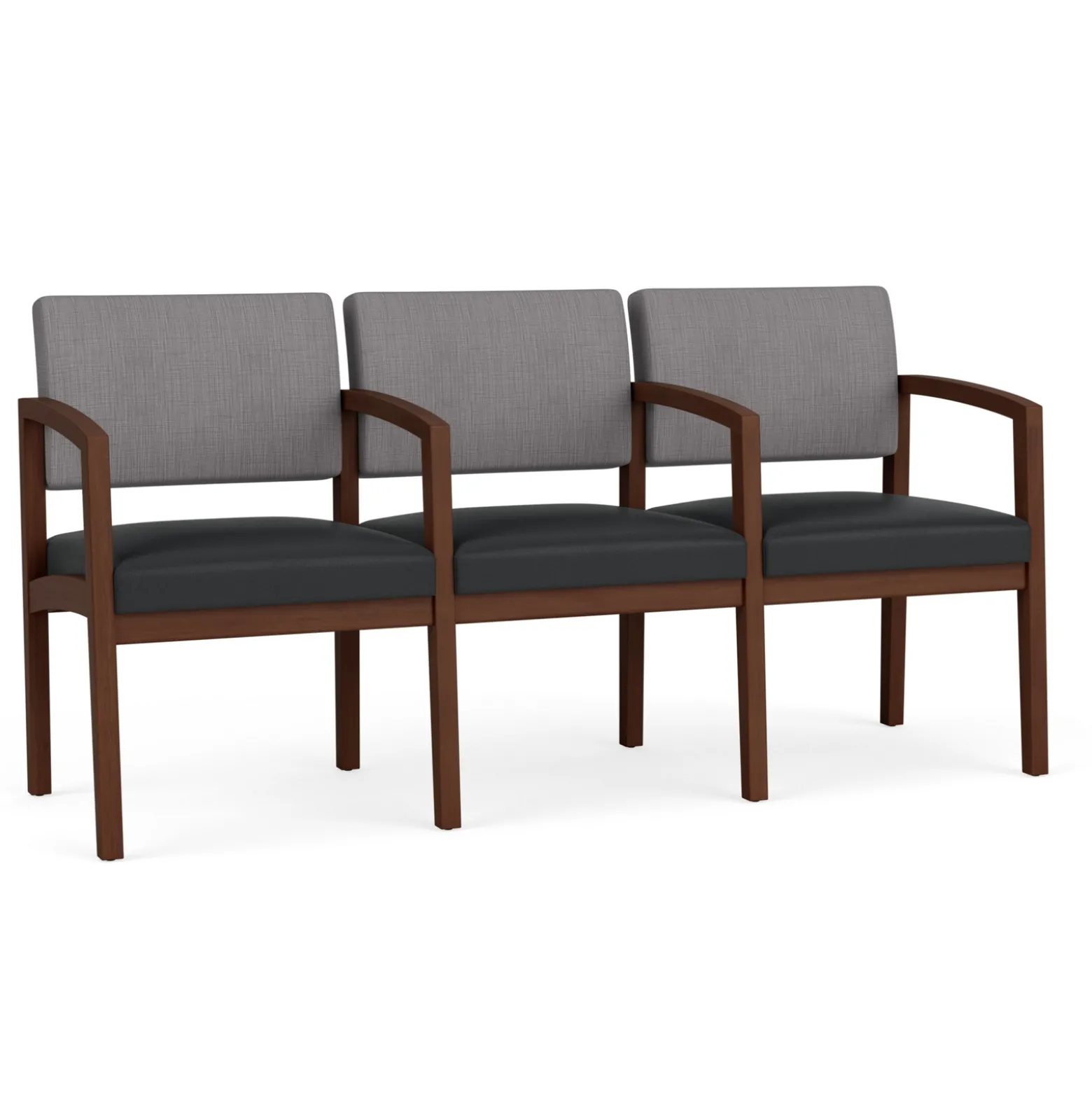 New Castle Wood Three Seater with Center Arms with Designer Upholstery