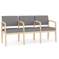 New Castle Wood Three Seater with Center Arms with Designer Upholstery