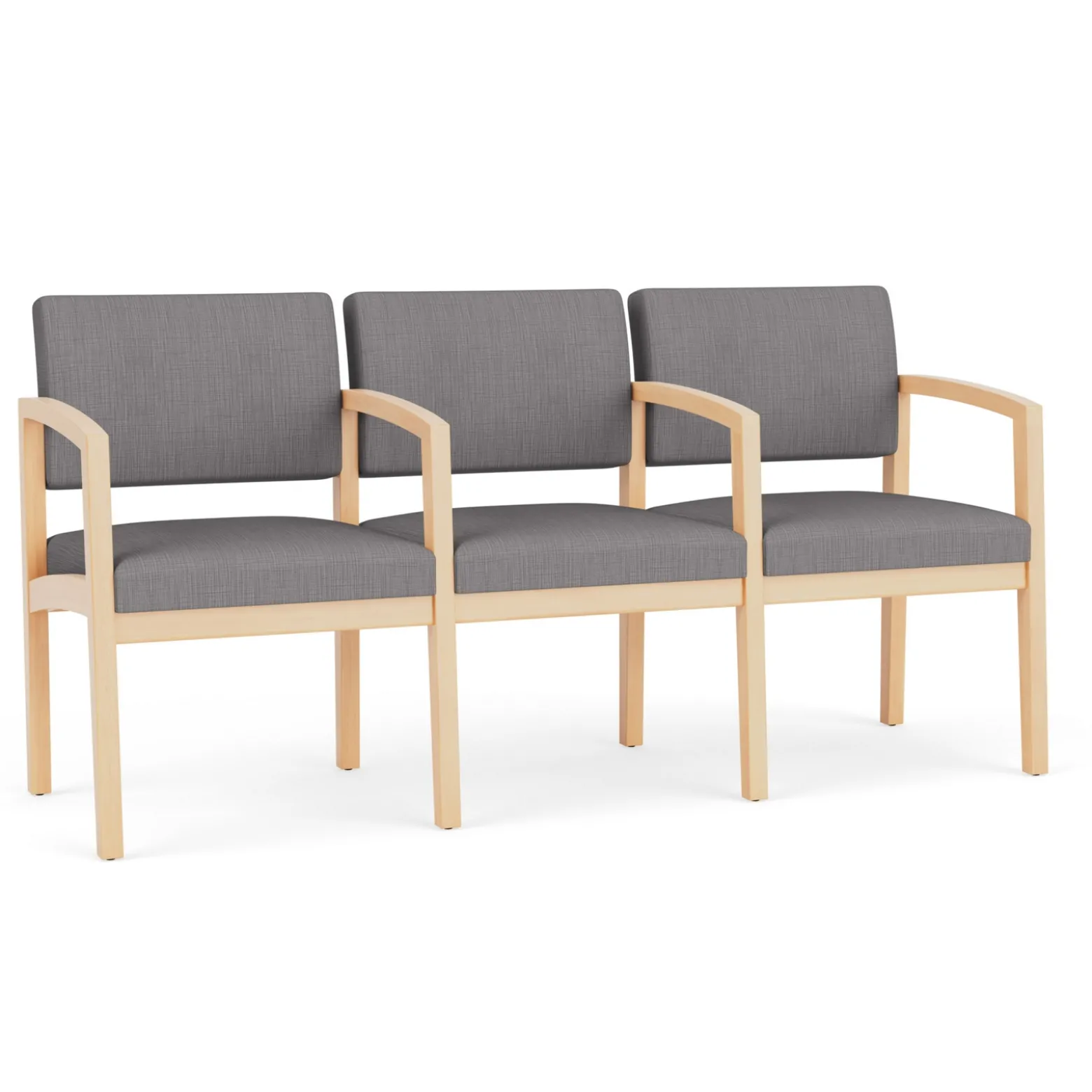 New Castle Wood Three Seater with Center Arms with Designer Upholstery