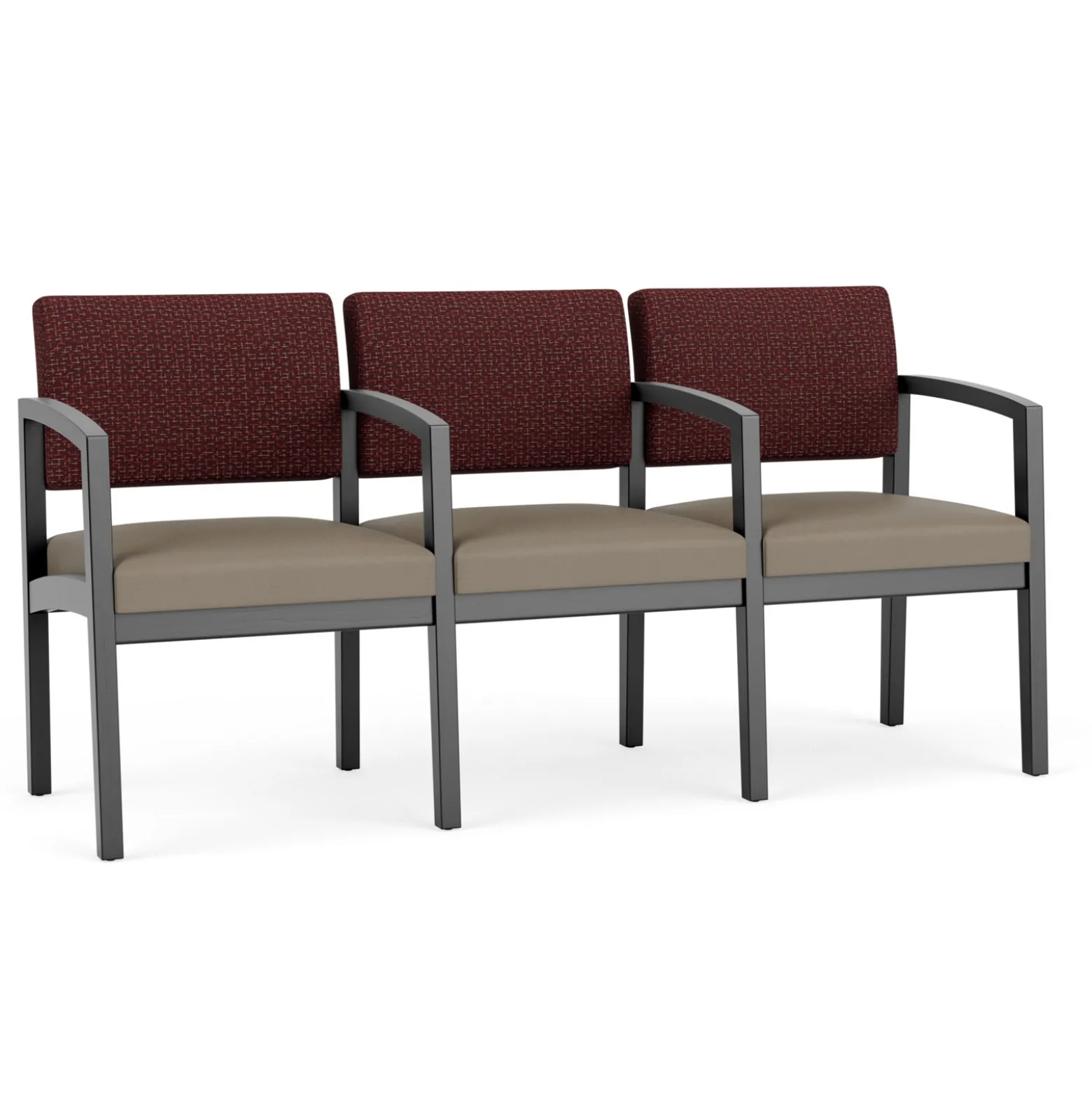 New Castle Wood Three Seater with Center Arms with Designer Upholstery