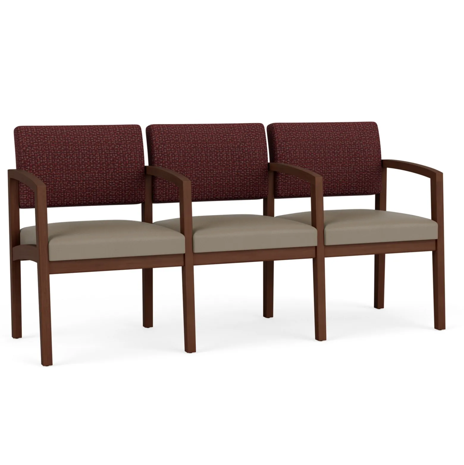 New Castle Wood Three Seater with Center Arms with Designer Upholstery