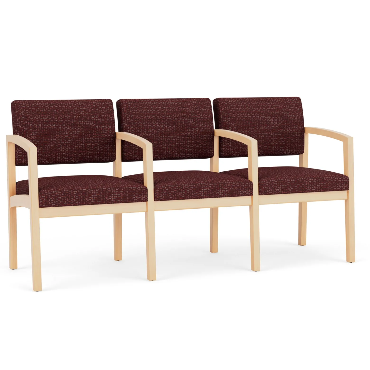 New Castle Wood Three Seater with Center Arms with Designer Upholstery