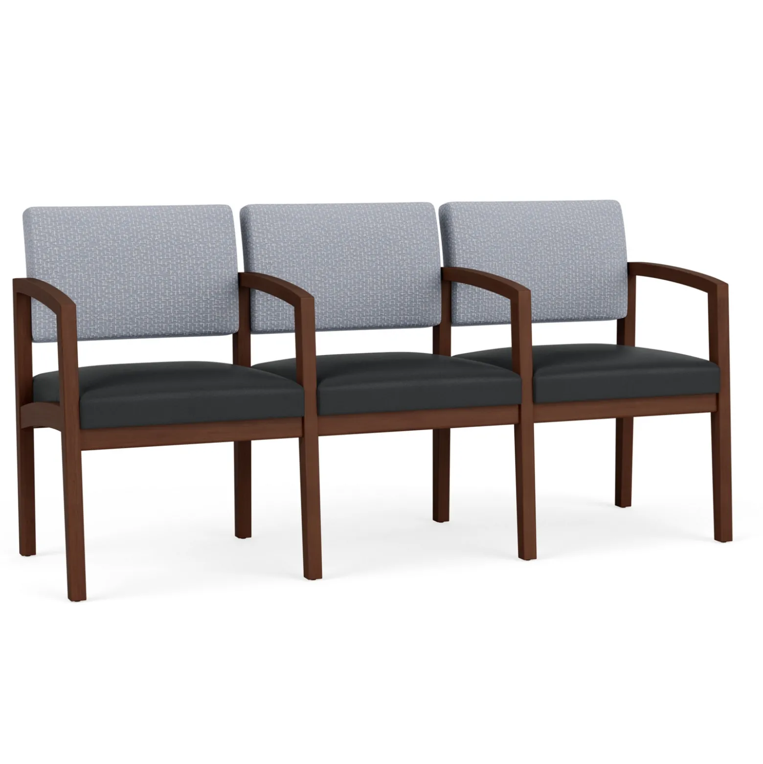 New Castle Wood Three Seater with Center Arms with Designer Upholstery