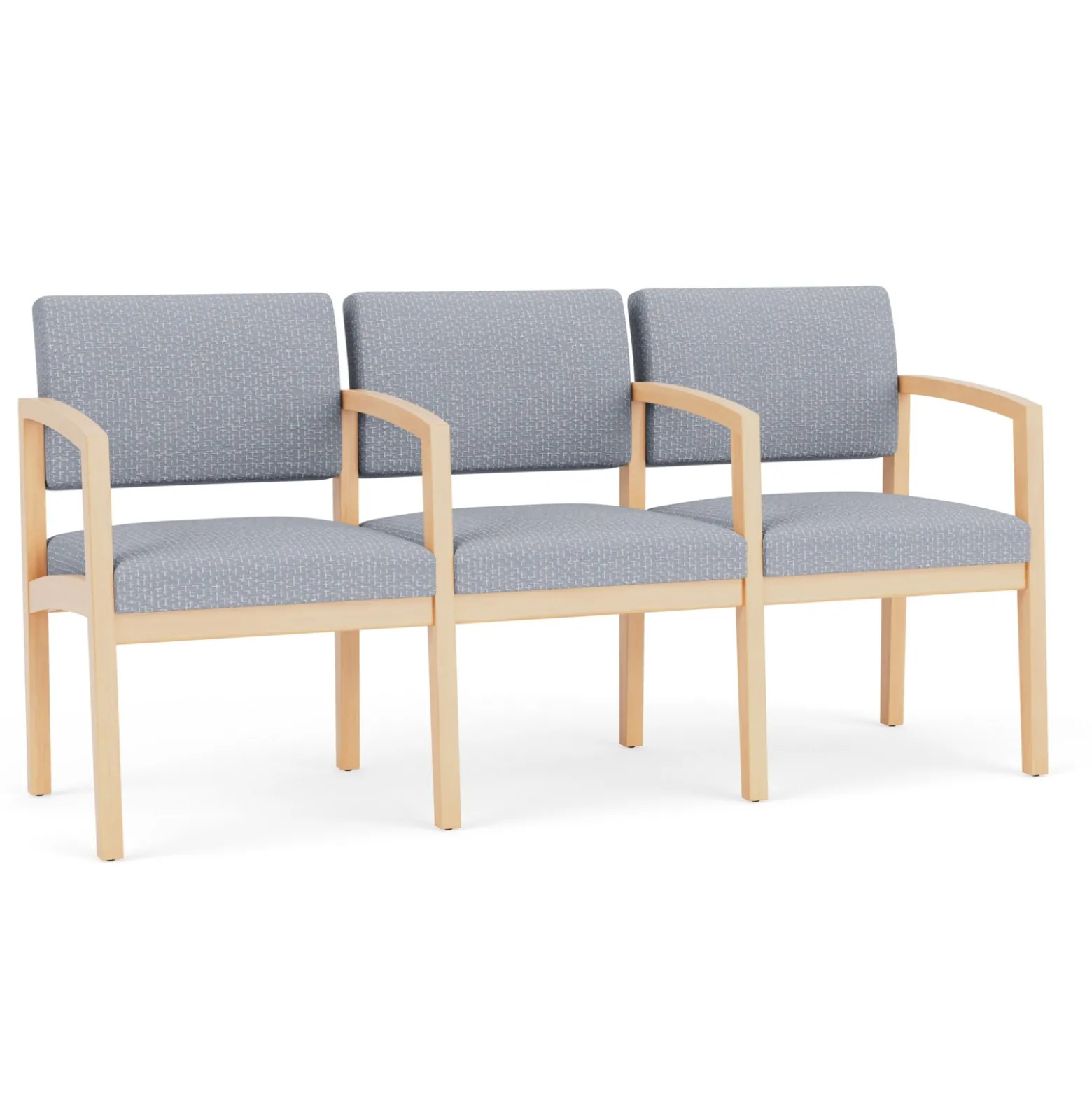 New Castle Wood Three Seater with Center Arms with Designer Upholstery