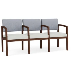 New Castle Wood Three Seater with Center Arms with Designer Upholstery