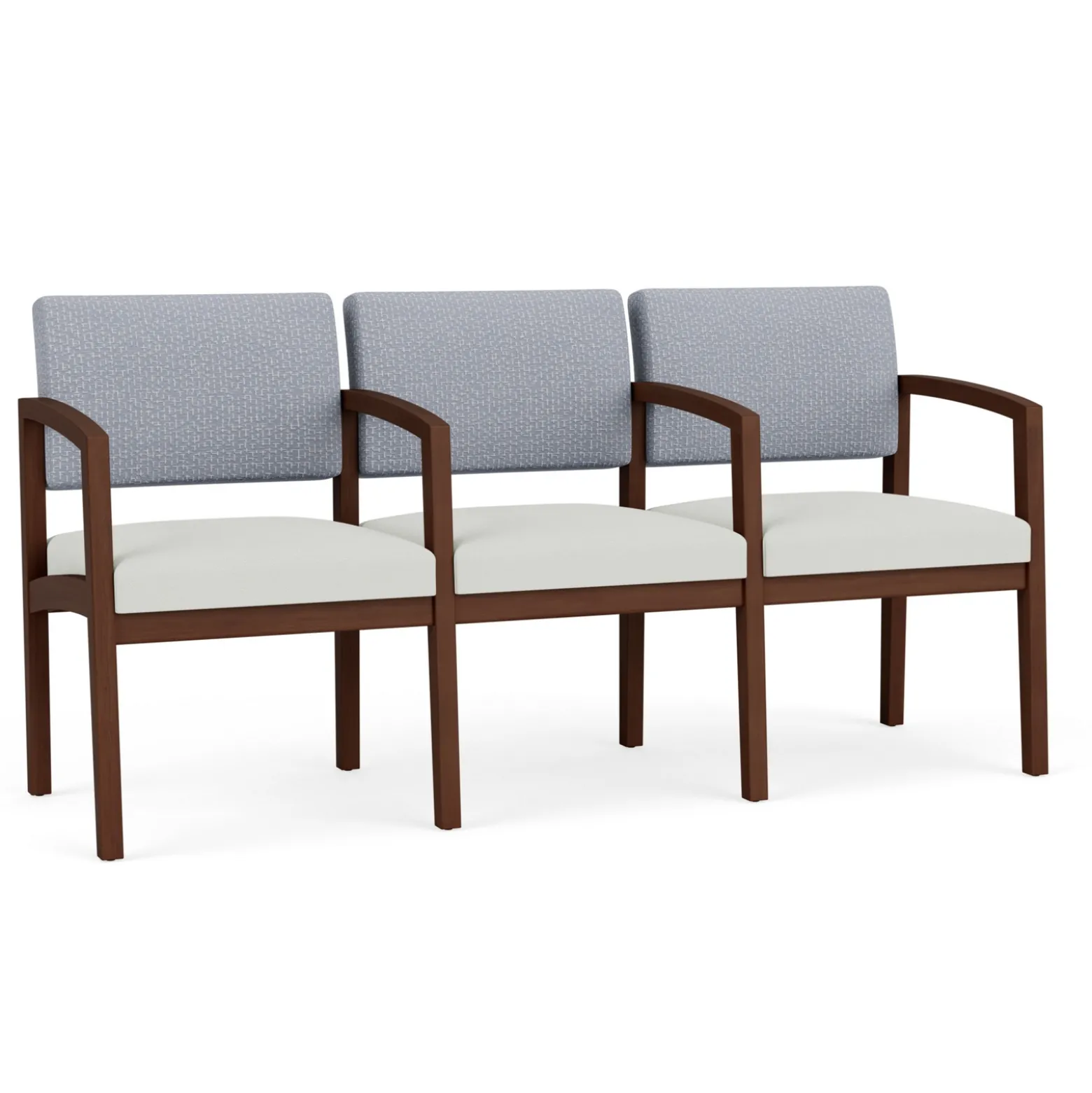 New Castle Wood Three Seater with Center Arms with Designer Upholstery