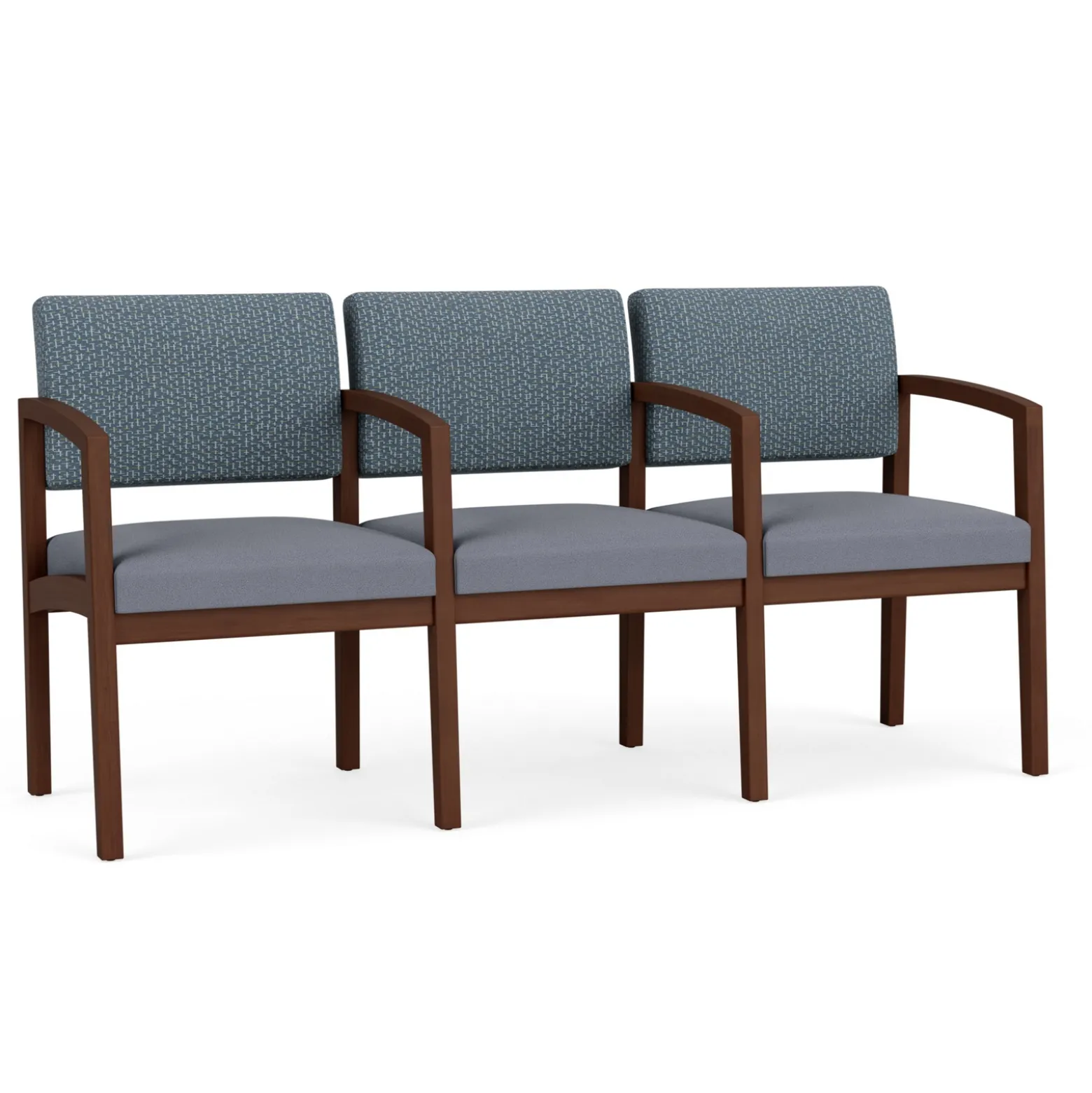 New Castle Wood Three Seater with Center Arms with Designer Upholstery