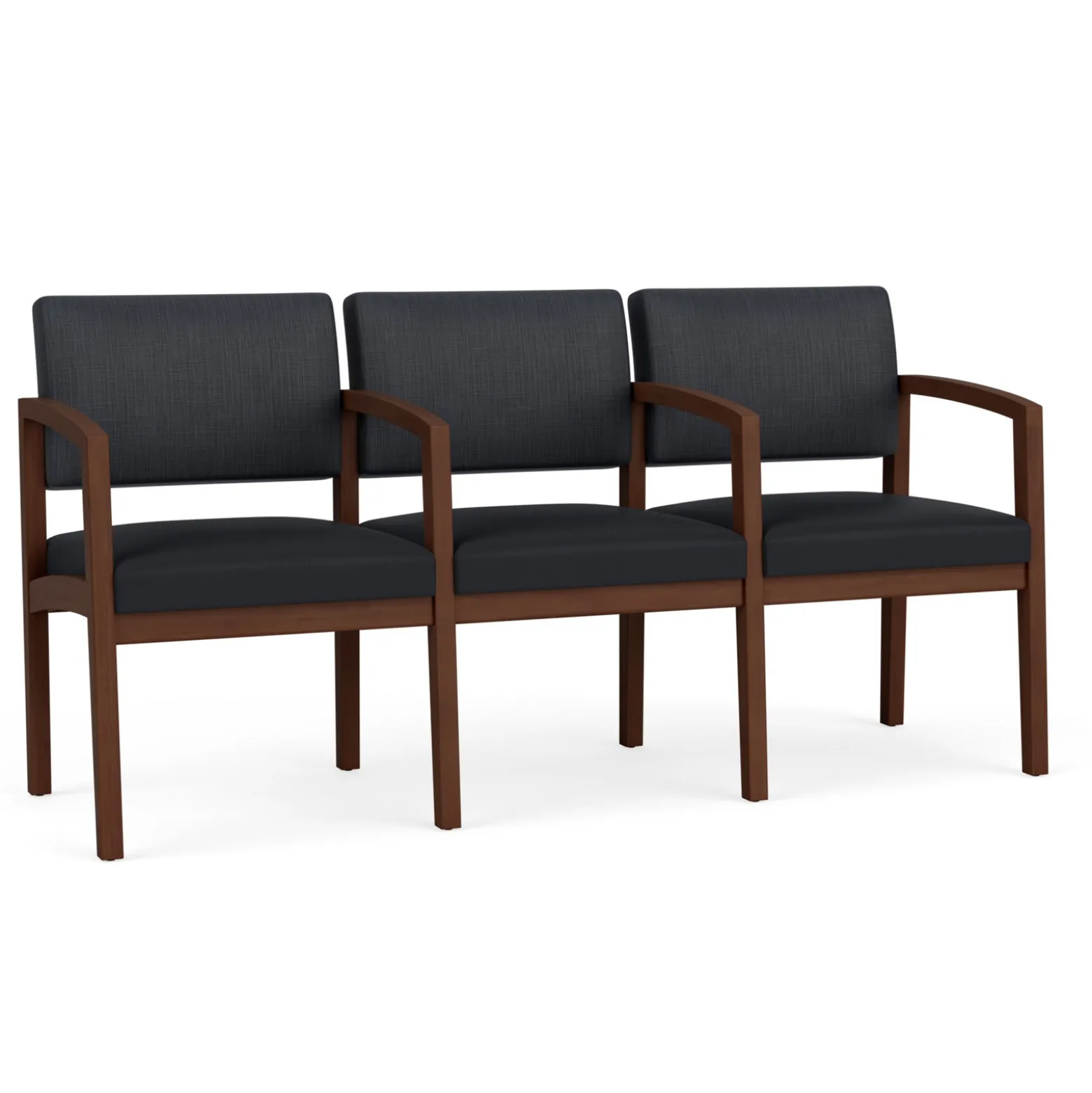 New Castle Wood Three Seater with Center Arms with Designer Upholstery