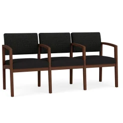 New Castle Wood Three Seater with Center Arms with Designer Upholstery