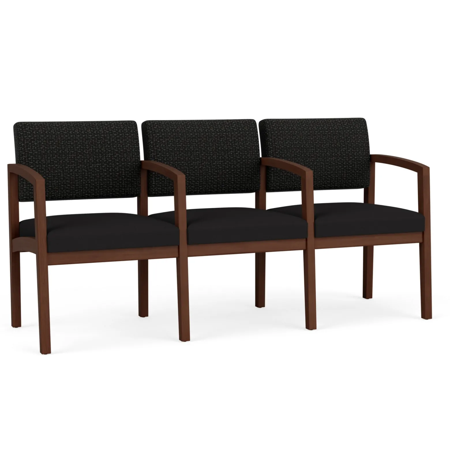 New Castle Wood Three Seater with Center Arms with Designer Upholstery