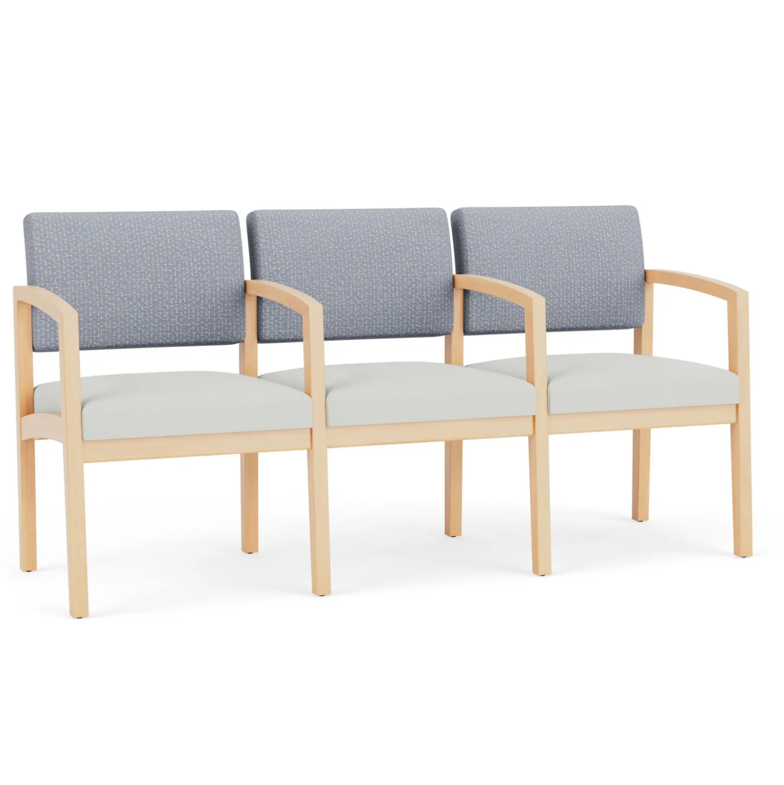 New Castle Wood Three Seater with Center Arms with Designer Upholstery