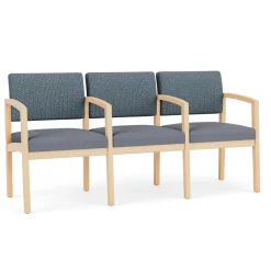 New Castle Wood Three Seater with Center Arms with Designer Upholstery