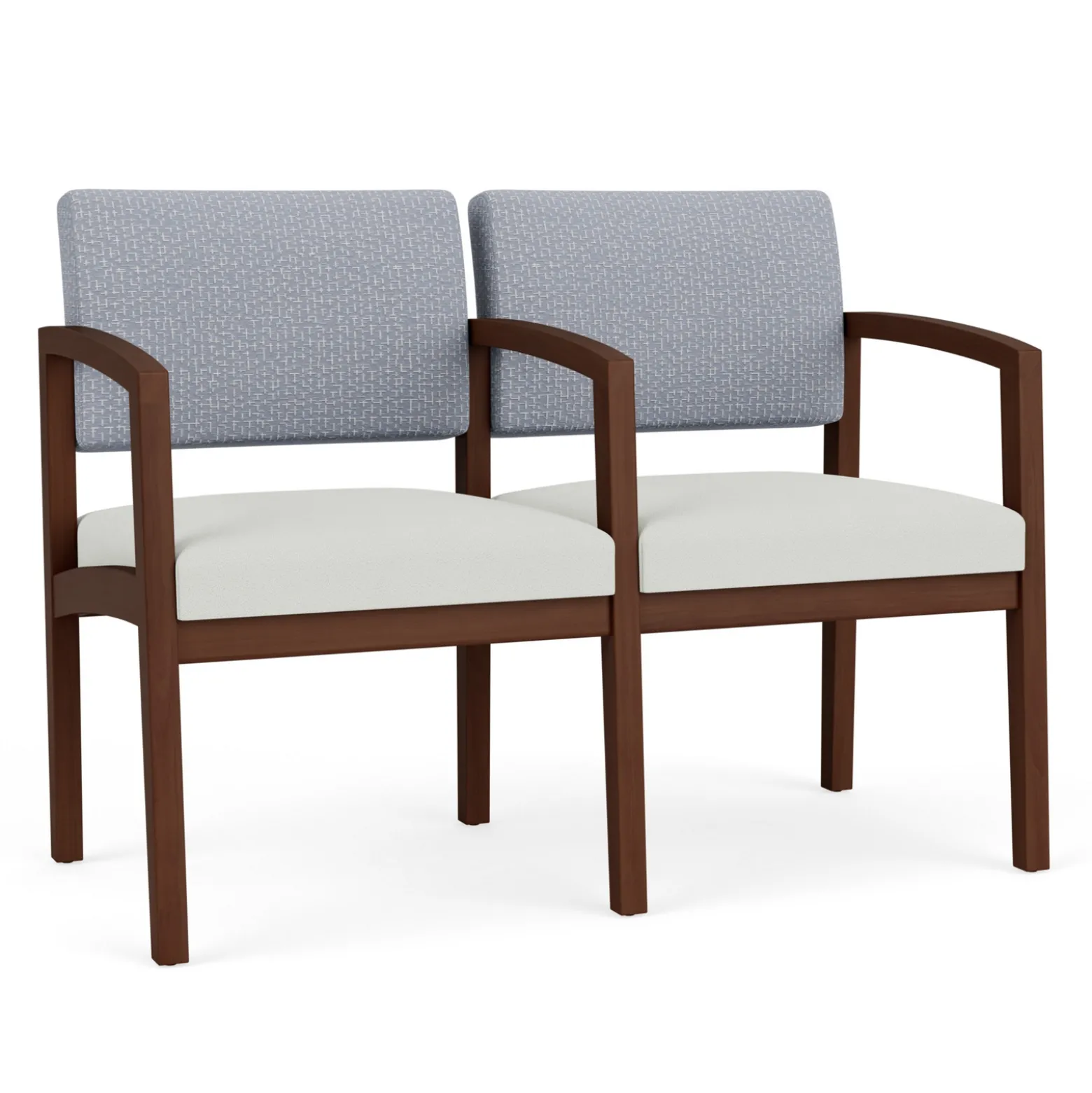 New Castle Wood Two Seater with Center Arm with Designer Upholstery