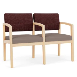 New Castle Wood Two Seater with Center Arm with Designer Upholstery
