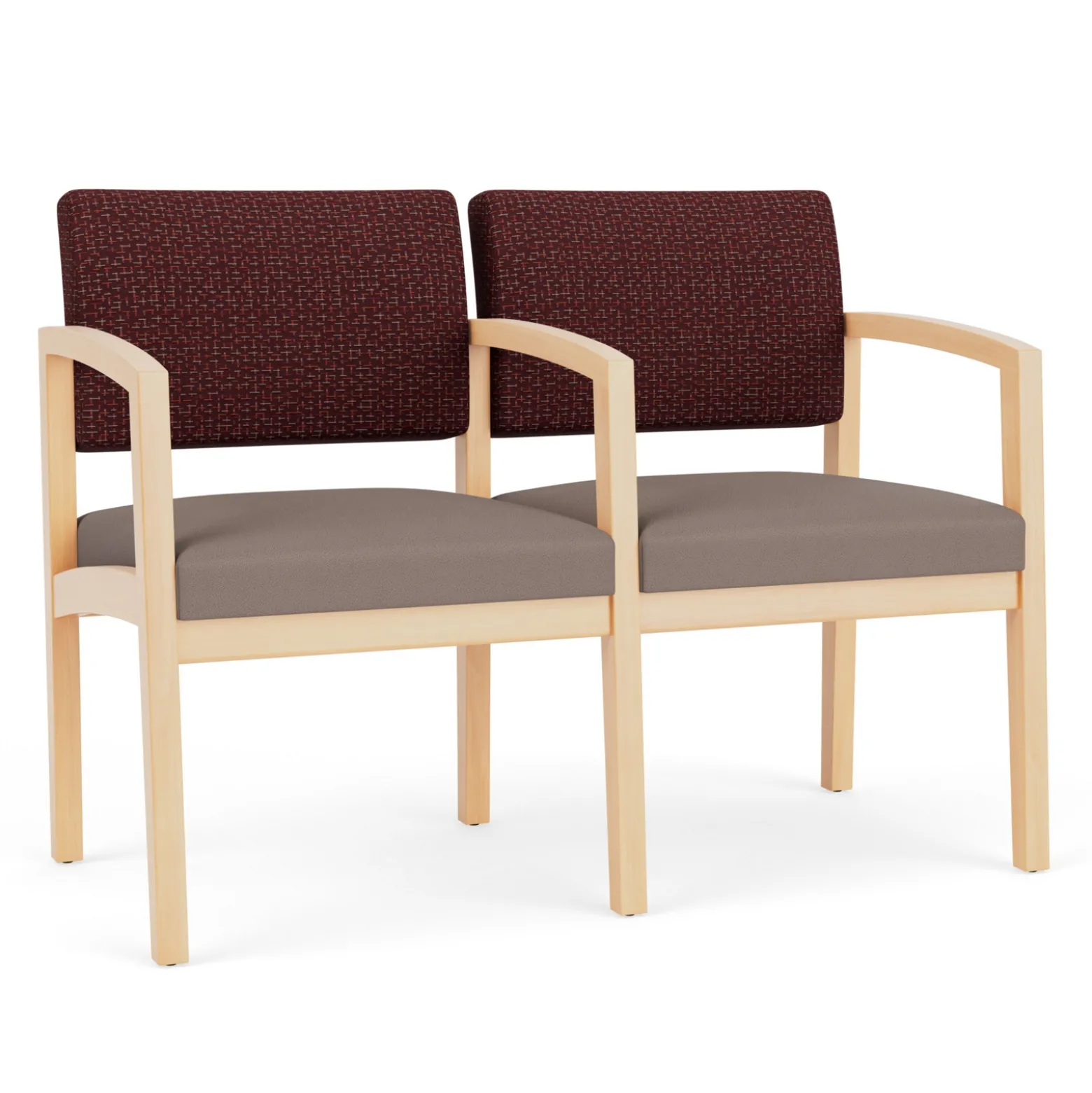 New Castle Wood Two Seater with Center Arm with Designer Upholstery