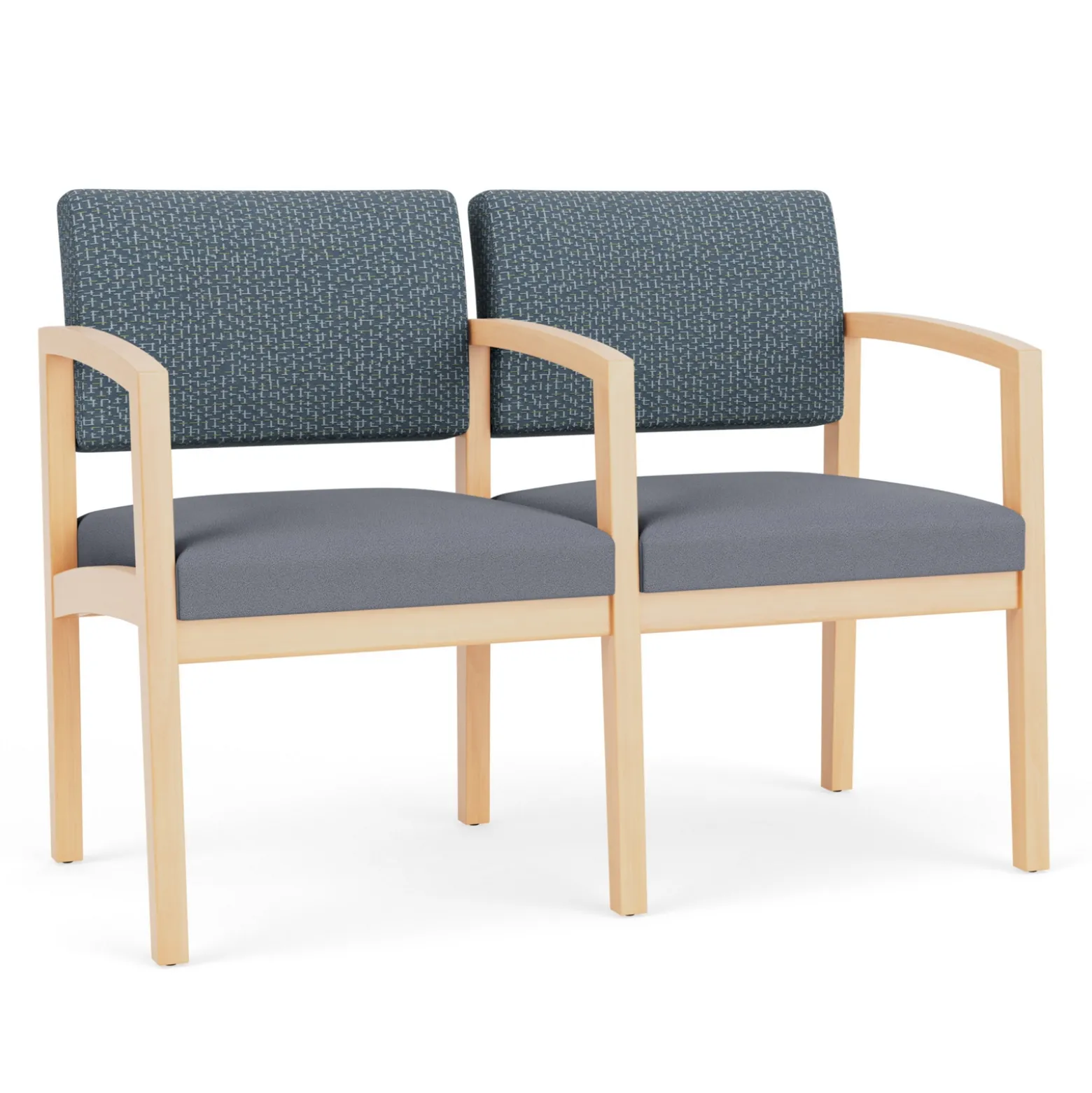 New Castle Wood Two Seater with Center Arm with Designer Upholstery