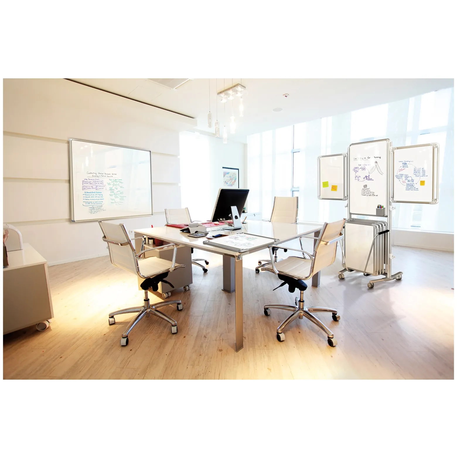 Nexus Double-Sided Mobile Easel Porcelain Magnetic Whiteboard 34"Wx46"H