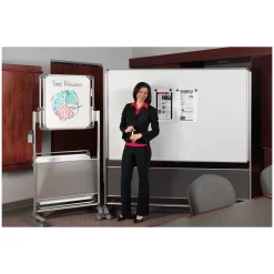 Nexus Double-Sided Mobile Easel Porcelain Magnetic Whiteboard 34"Wx46"H