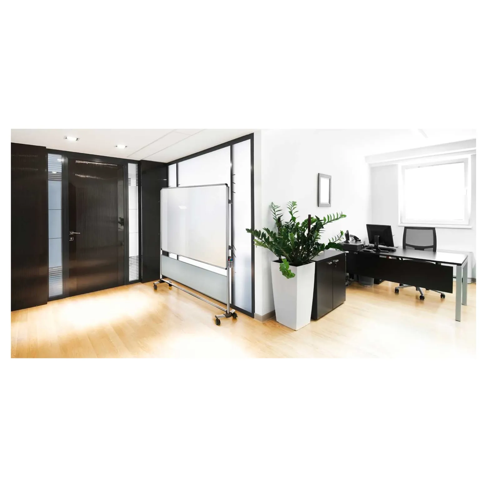 Nexus Double-Sided Mobile Easel Porcelain Magnetic Whiteboard 34"Wx46"H
