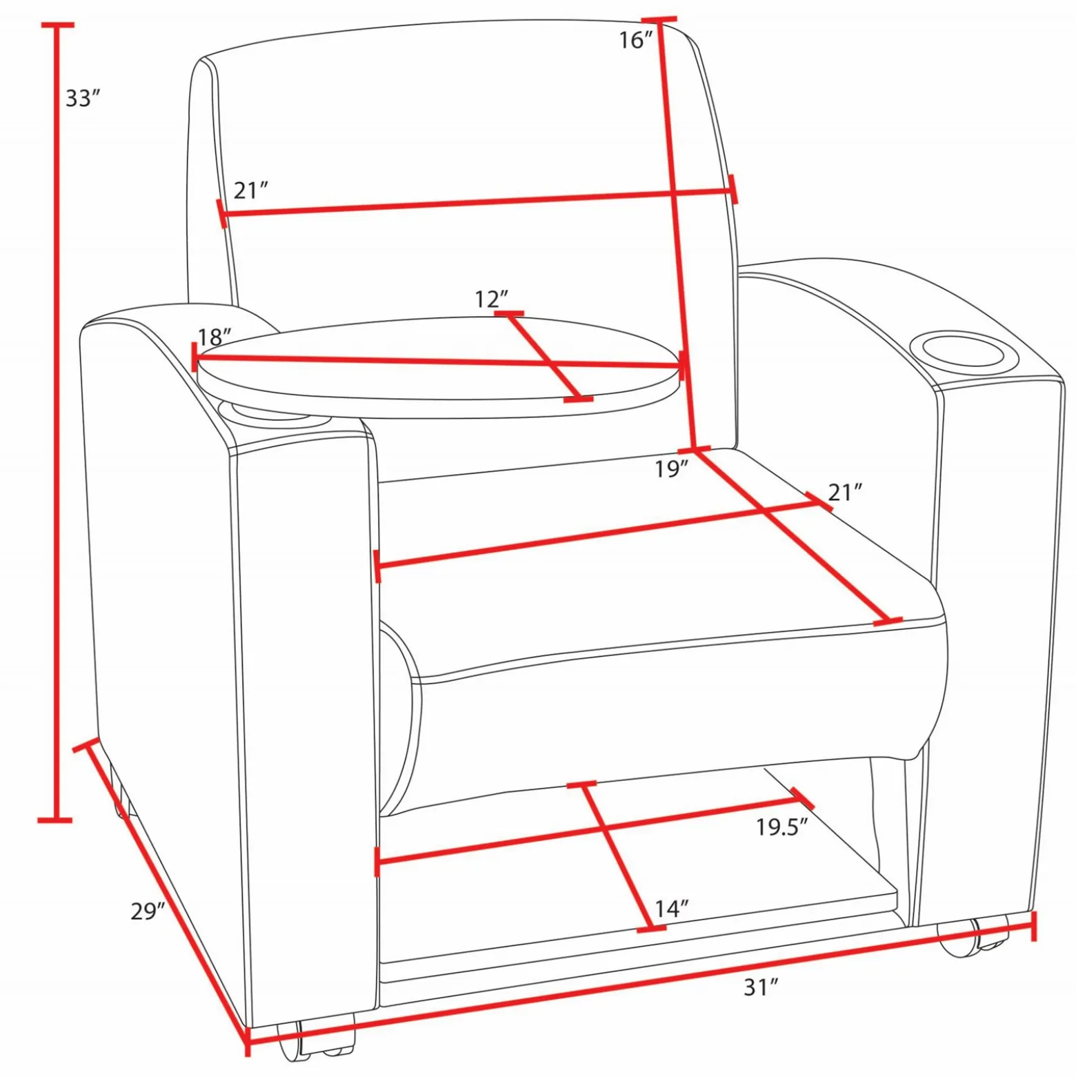 Nova Tablet Armchair with Storage