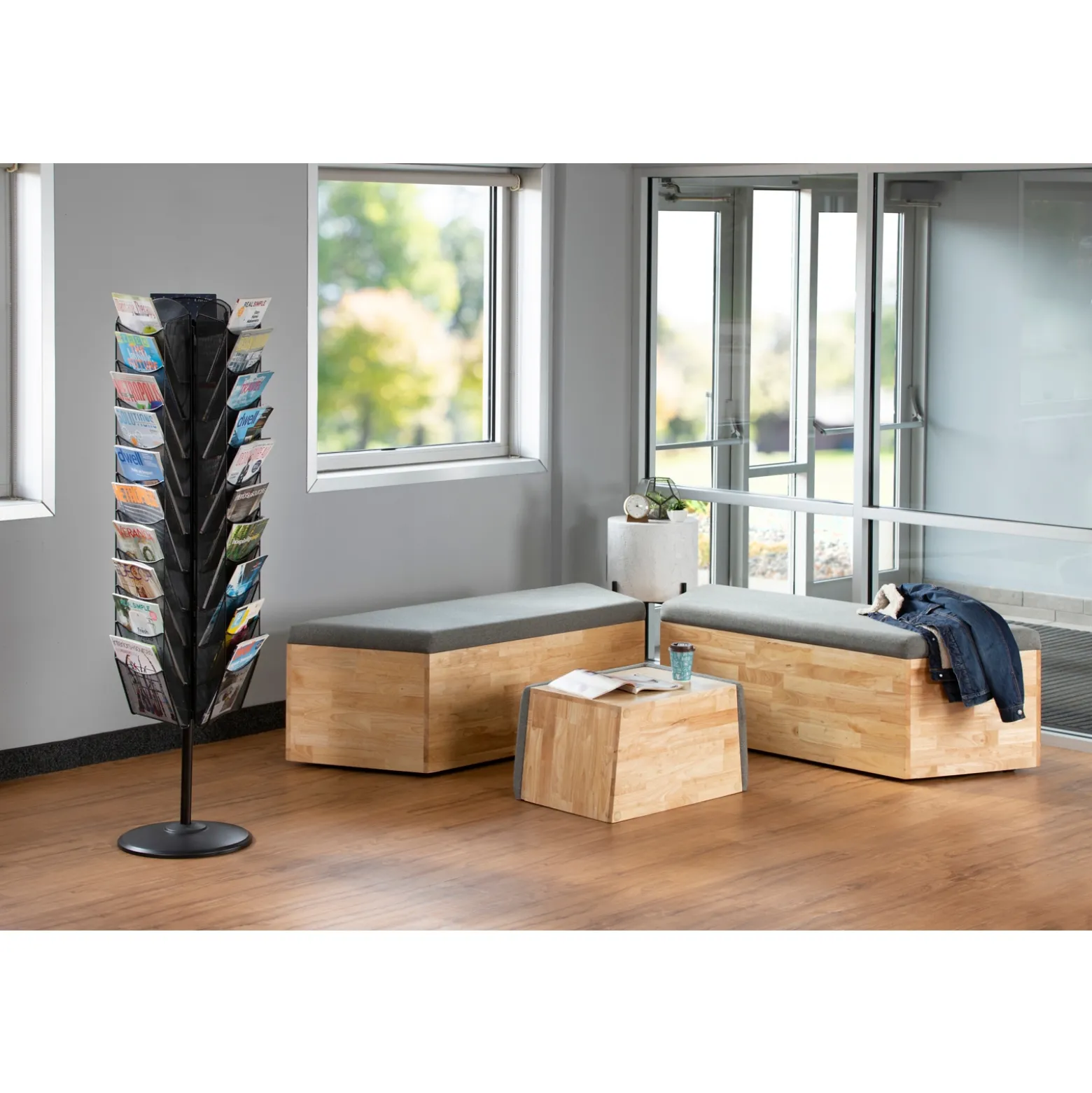 Onyx Rotating Magazine Stand with 30 Pockets